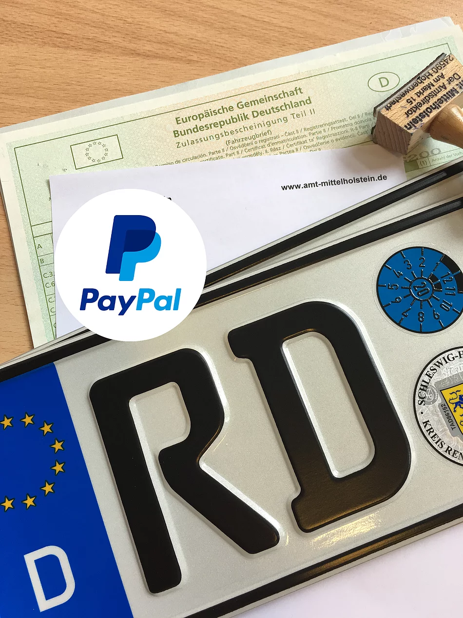 Bild Zulassungspapiere, Kennzeichen, PayPal