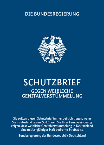Abbildung eines Schutzbriefes gegen weibliche Genitalverstümmelung